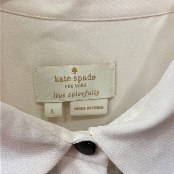 Kate Spade Daisy Lace Silk Blouse, cream white color. Size L. Silk. Gently worn. - Picture 3 of 7